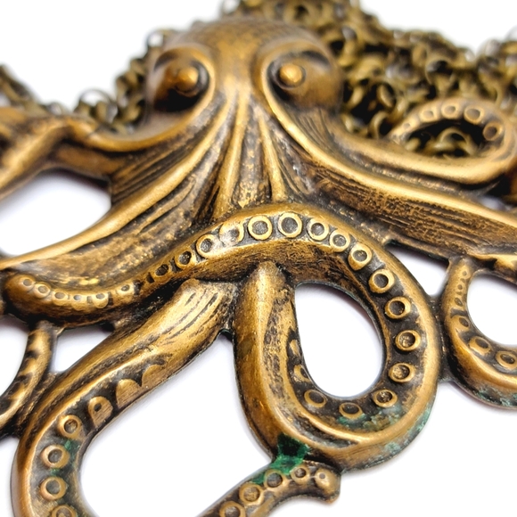 Steampunk Cosplay Sci-Fi Octopus Cthulu Squid Tentacles Brass Necklace Choker - Picture 10 of 12